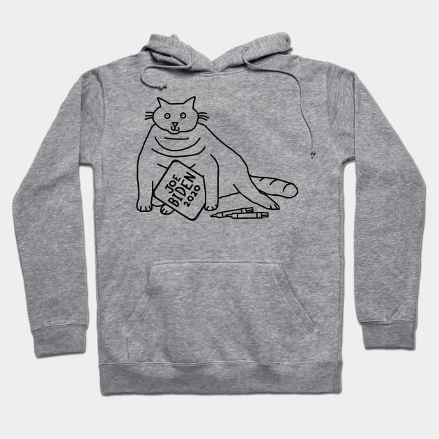 Chonky Cat with Joe Biden Sign Outline Hoodie by ellenhenryart